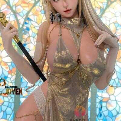 SHEDOLL スーユエ 163cm | Hカップ | 金色修道女風メタルボディスーツ | 巨乳/細腰/金髪碧眼 | リアルヘア植毛+加熱機能+軽量ボディ | 修道女幻想コスプレパートナー